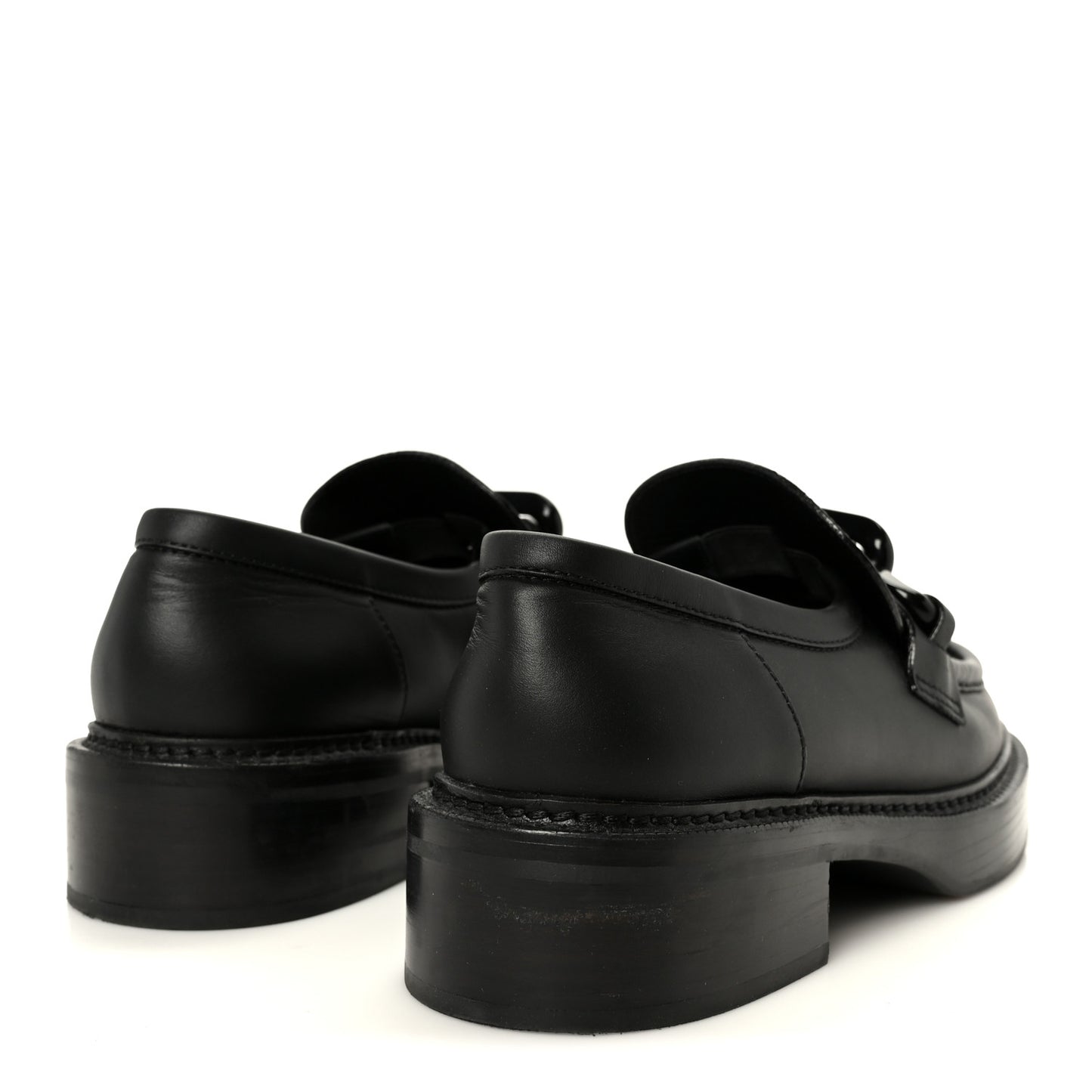 Calfskin Oversized Chain Academy Loafers 40 Black