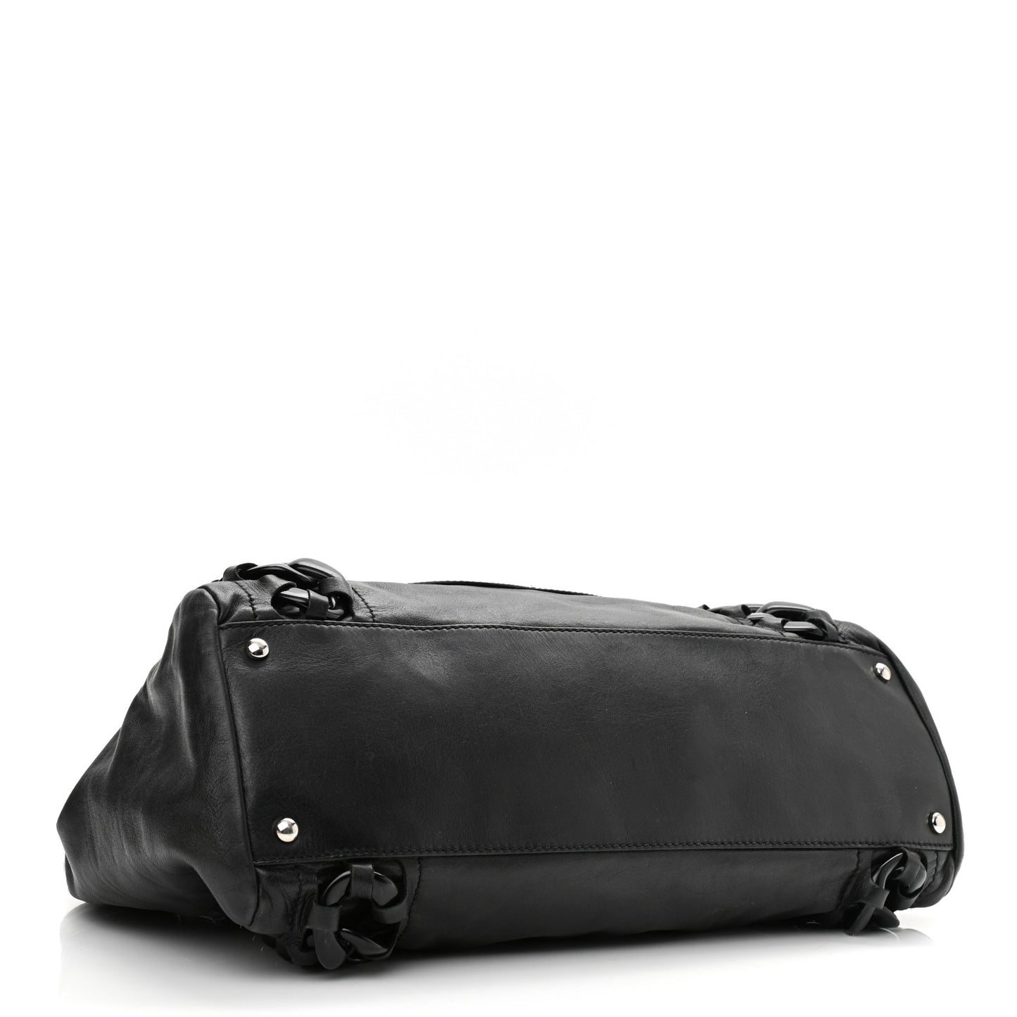 Calfskin Modern Chain Rhodoid East West Tote Black