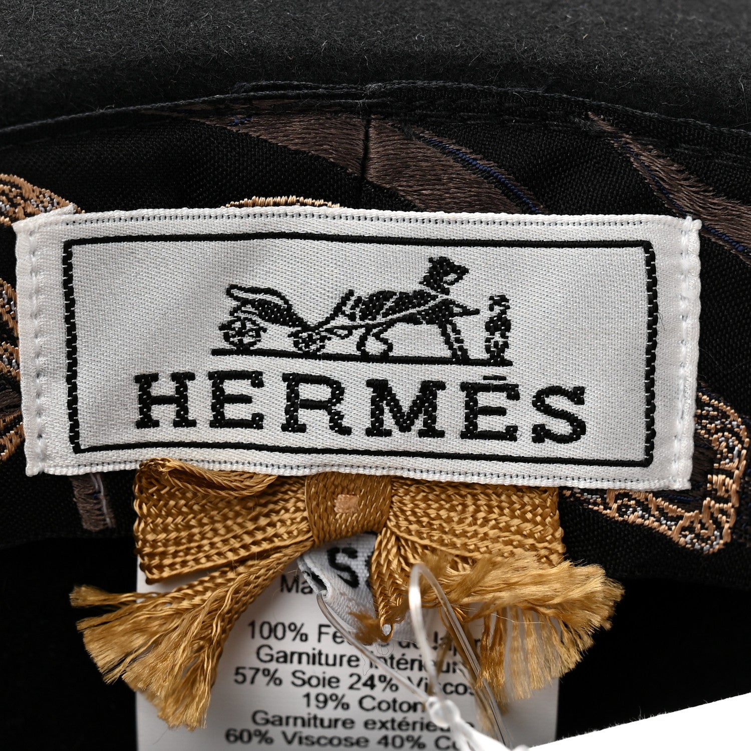 Hermes Rabbit Felt Faubourg Brides De Gala Hat 58 Black 1824156