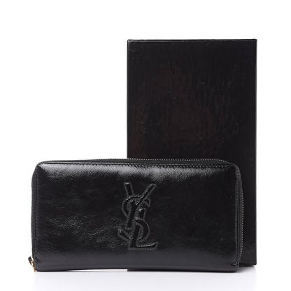 Saint Laurent Textured Patent Monogram Belle De Jour Zip Around Wallet Black 10 of 10