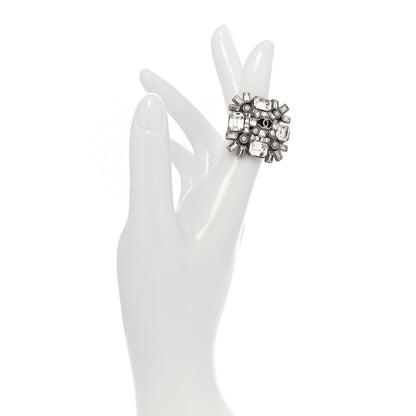 Chanel Baguette Crystal CC Ring 3.5 Silver 2 of 4