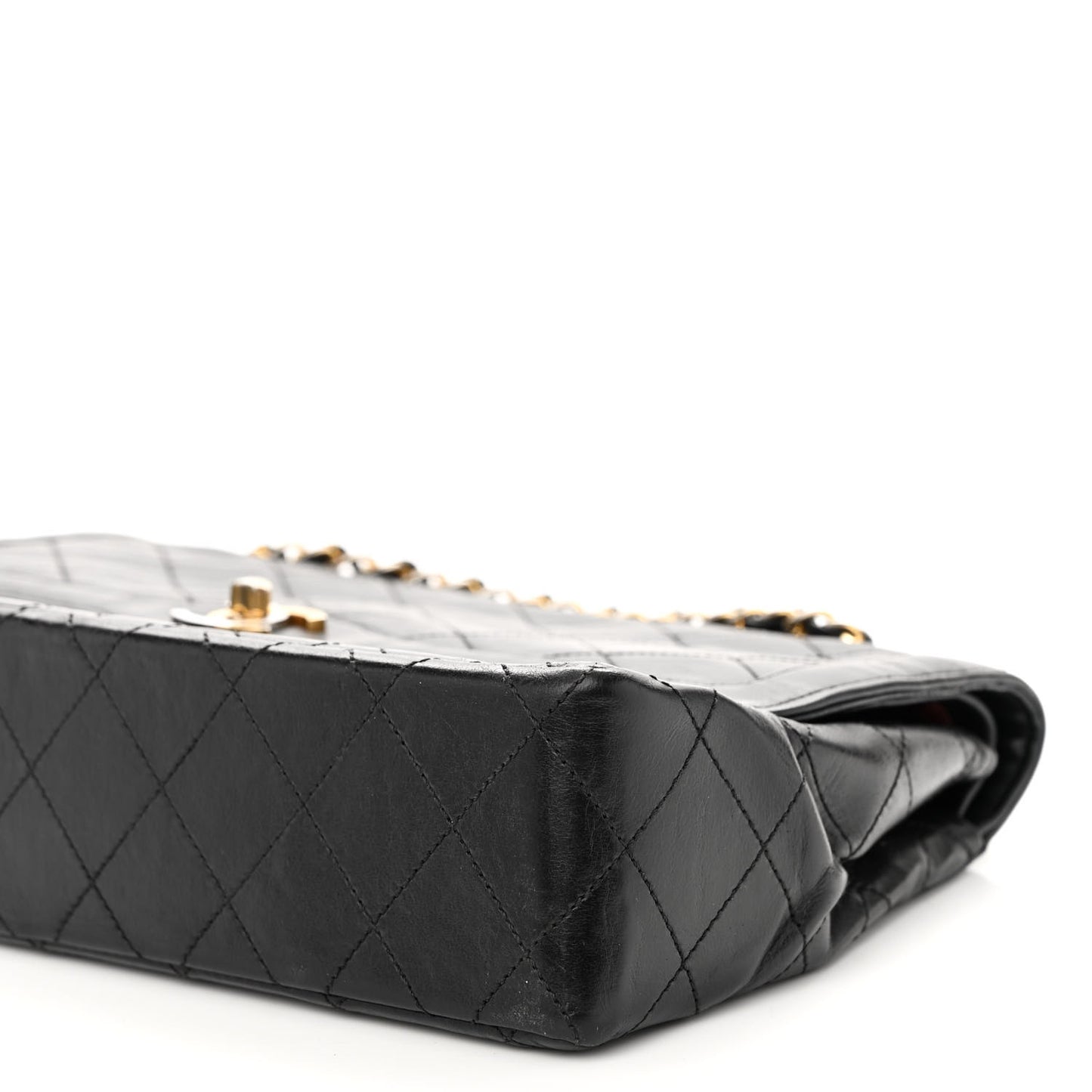 Lambskin Quilted Medium Double Flap Bag Black