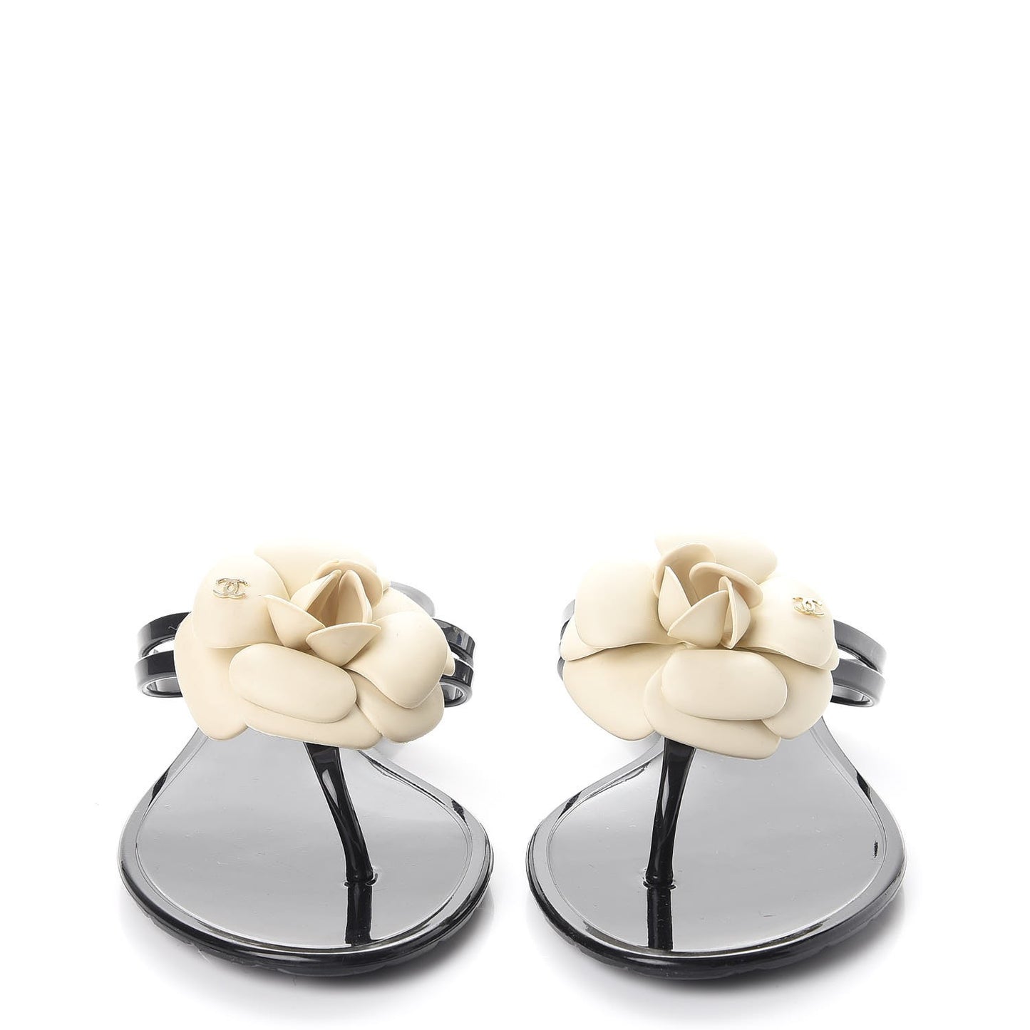Jelly Camellia Thong Sandals 36 Black Ivory