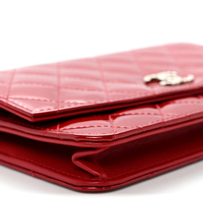 Chanel Patent Quilted Brilliant Wallet On Chain WOC Red 10 of 11