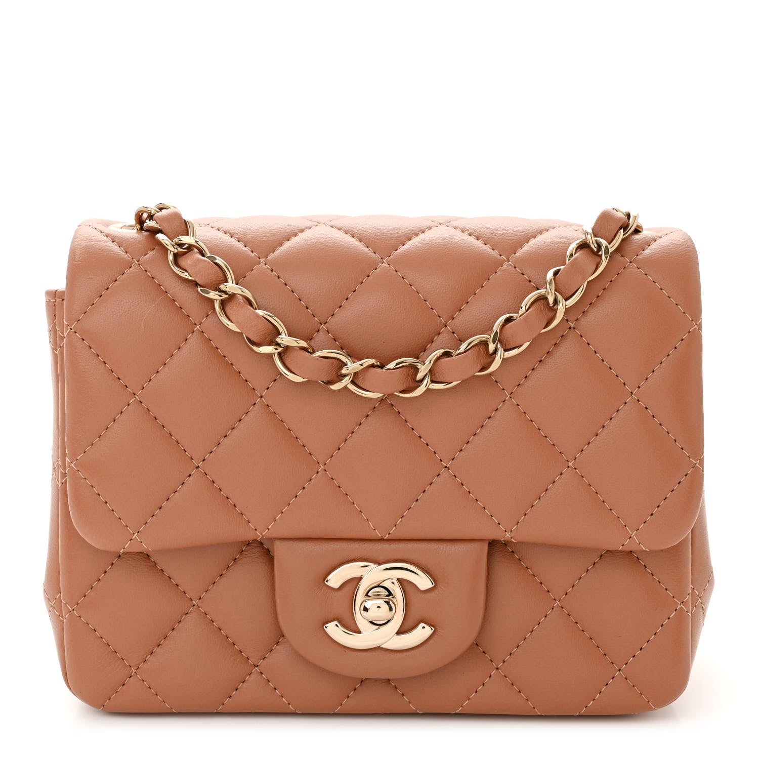 Chanel Lambskin Quilted Mini Square Flap Brown 1 of 10