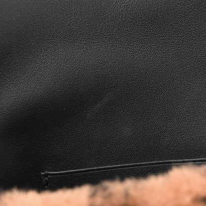 Fendi Shearling Vitello Dolce Macro FF 1974 Mini Baguette Tobacco Black 10 of 10