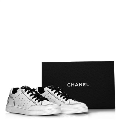 Chanel Calfskin Womens Logo Sneakers 40 White Black 8 of 8
