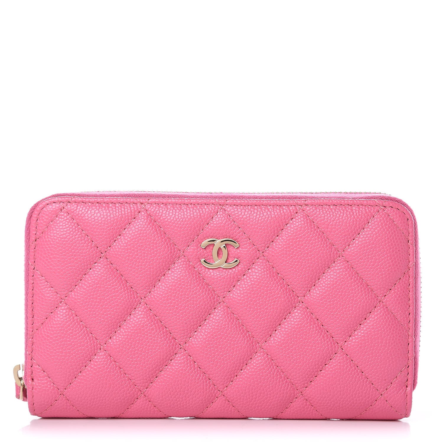 Chanel Caviar Quilted Small Zip Around Wallet Pink 1 of 10