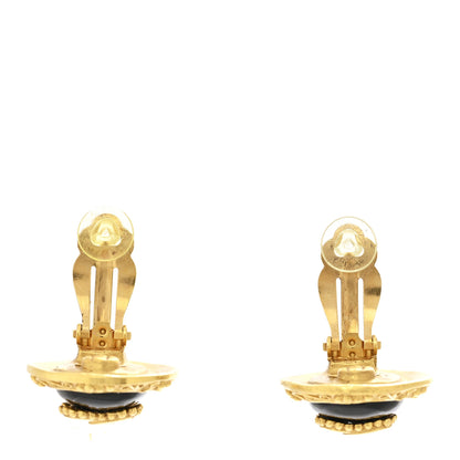 Chanel Enamel CC Oval Clip On Earrings Gold Black 3 of 4