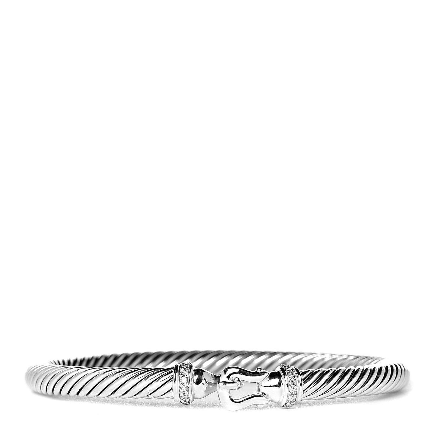 Sterling Silver Diamond 5mm Cable Buckle Bracelet