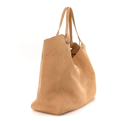 Chanel Grained Nubuck Calfskin Quilted Maxi Shopping Bag Beige 3 of 10