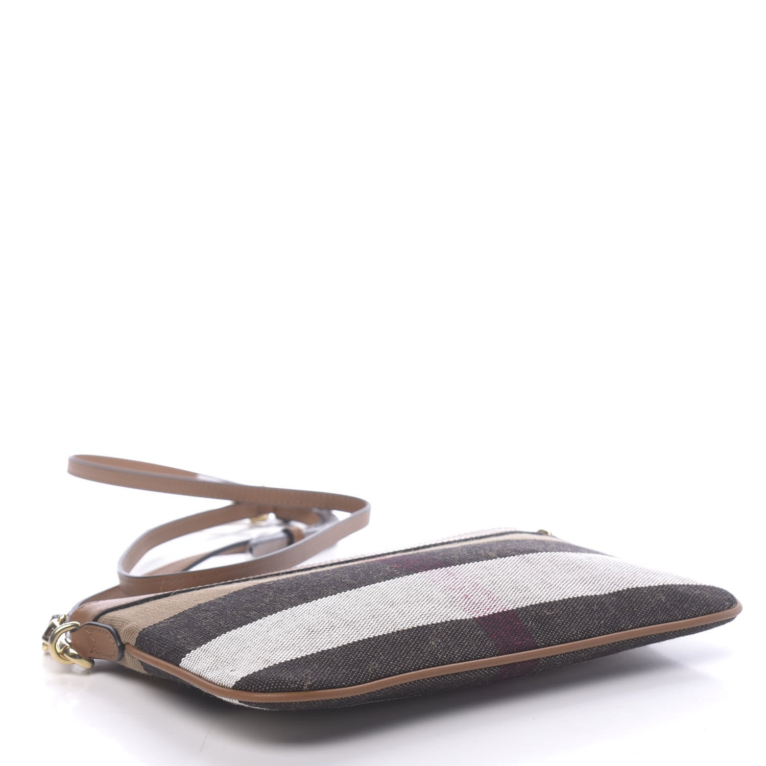 Burberry Mega Check Peyton Crossbody Clutch Bag Tan 4 of 11