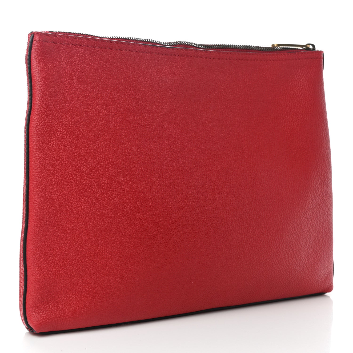 Gucci Pebbled Calfskin Medium Logo Portfolio Clutch Hibiscus Red 3 of 7