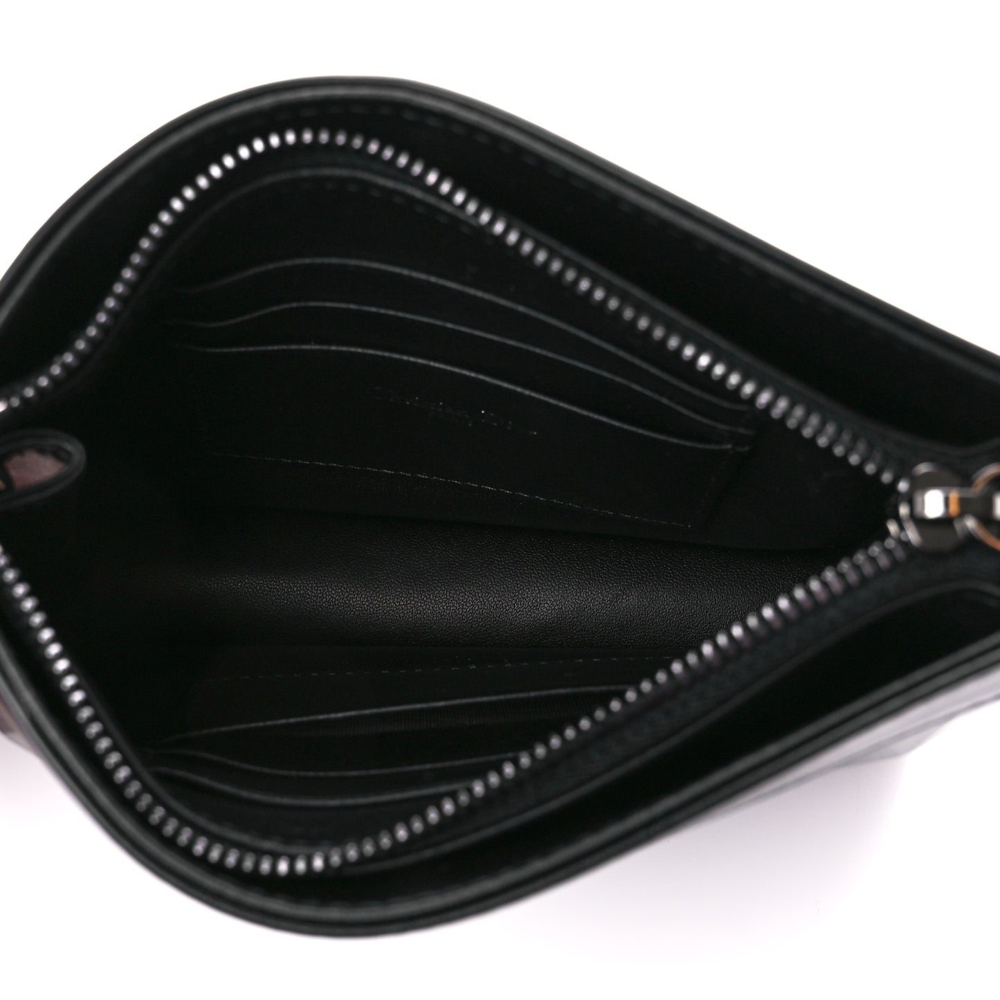 Calfskin Macrocannage Diamond Caro Zipped Pouch With Chain Black