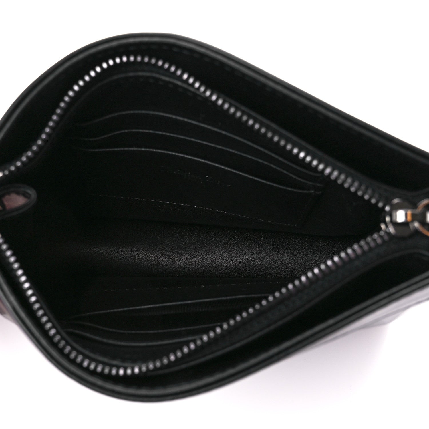 Christian Dior Calfskin Macrocannage Diamond Caro Zipped Pouch With Chain Black 5 of 9