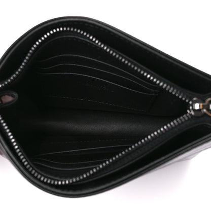 Christian Dior Calfskin Macrocannage Diamond Caro Zipped Pouch With Chain Black 5 of 9