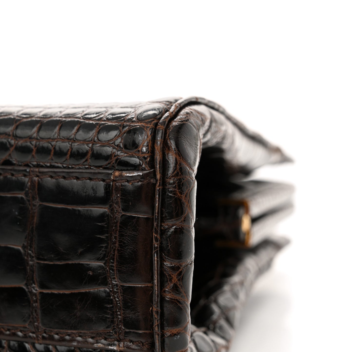 Alligator Chain Bag Dark Brown