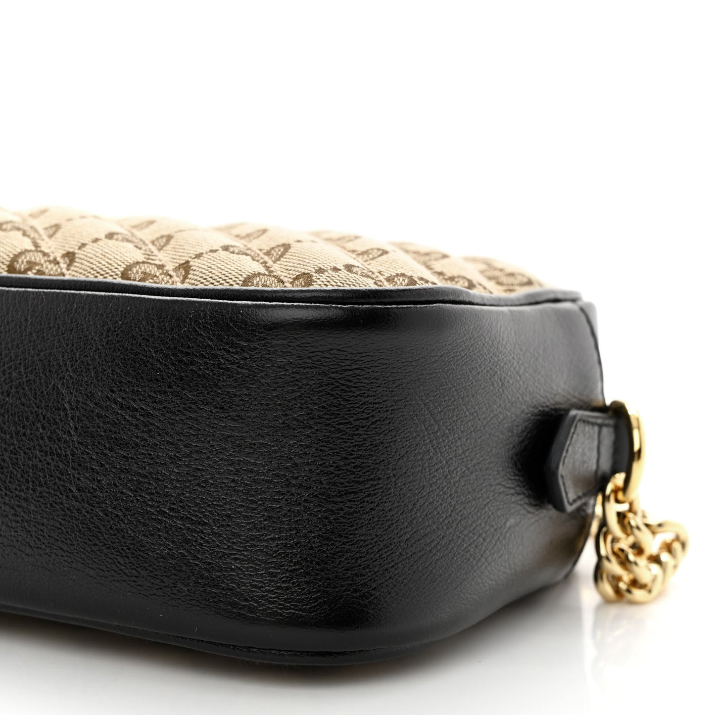 Monogram Matelasse Diagonal Small GG Marmont Chain Shoulder Bag Beige Black