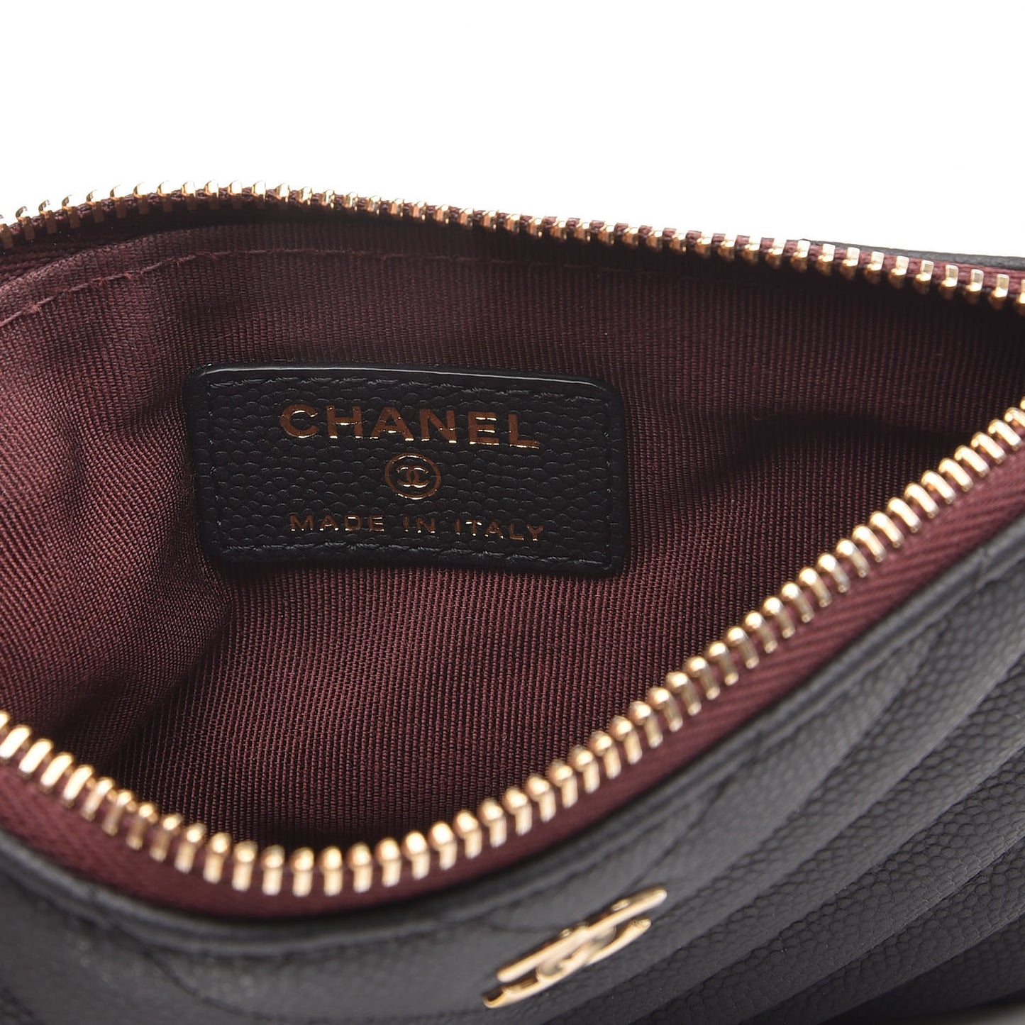 Caviar Chevron Quilted Small Cosmetic Case Black