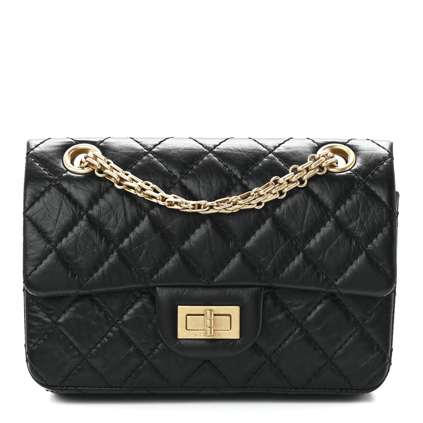 Aged Calfskin Quilted 2.55 Reissue Mini Flap Black