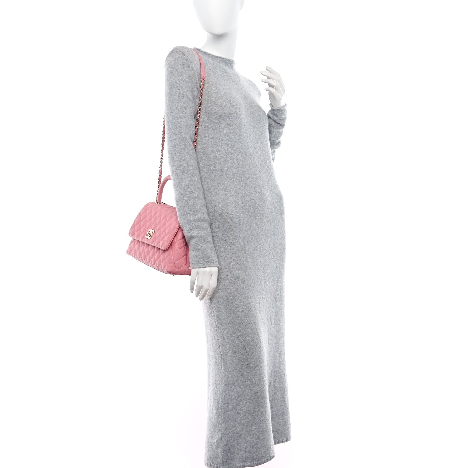 Chanel Caviar Quilted Small Coco Handle Flap Pink 2 of 14