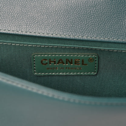 Chanel Caviar Quilted Medium Boy Flap Dark Green 6 of 9
