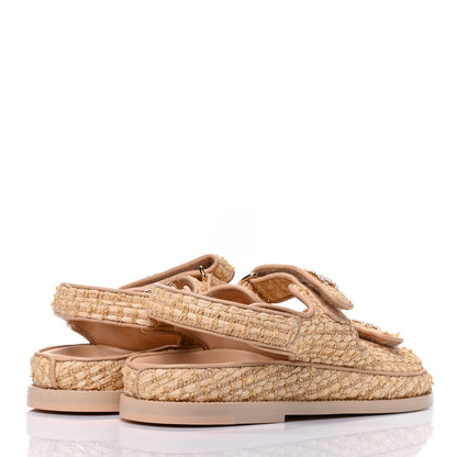 Chanel Braided Fabric Velcro Dad Sandals 38 Beige 4 of 10