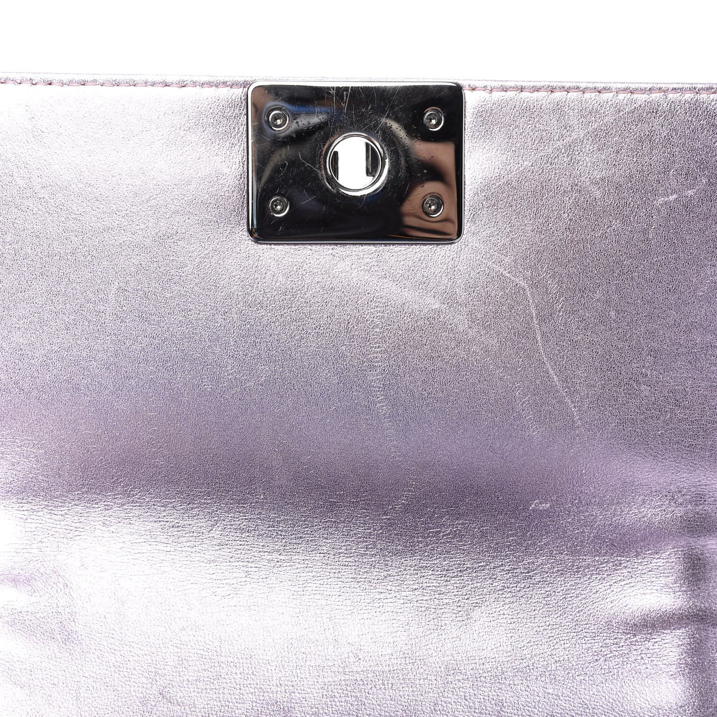 Metallic Patent Calfskin Quilted Small Boy Flap Pink