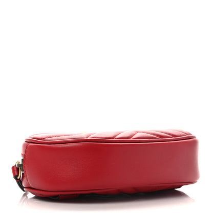 Gucci Calfskin Matelasse GG Marmont Belt Bag 95 38 Hibiscus Red 4 of 9