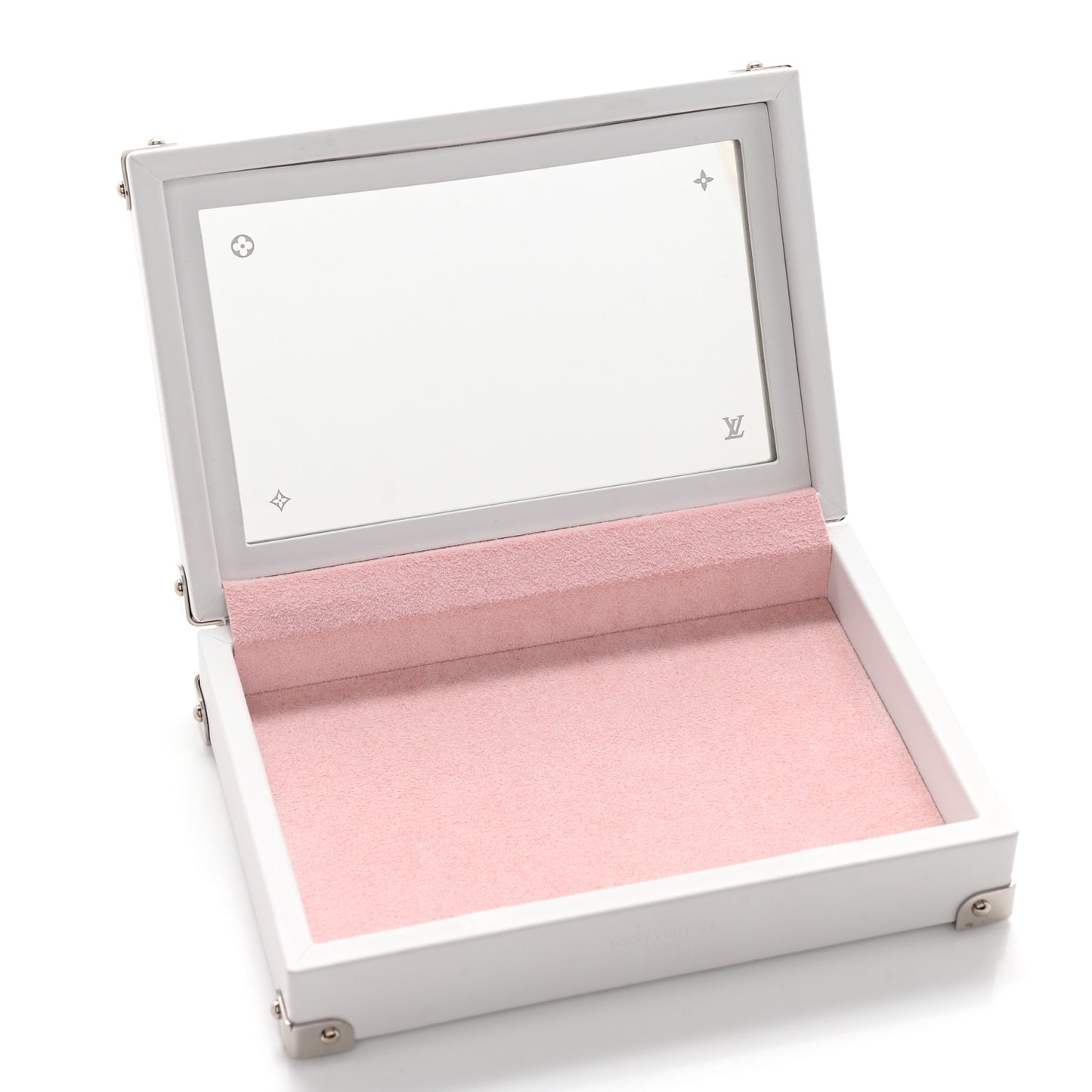 Monogram Mirror Jewelry Box White