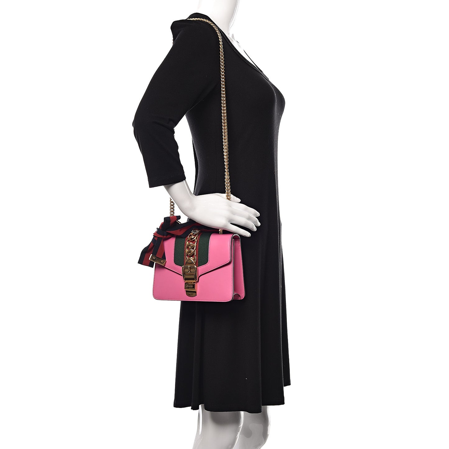 Vitello Fontanella Web Mini Sylvie Chain Shoulder Bag Pink Tropical Flower
