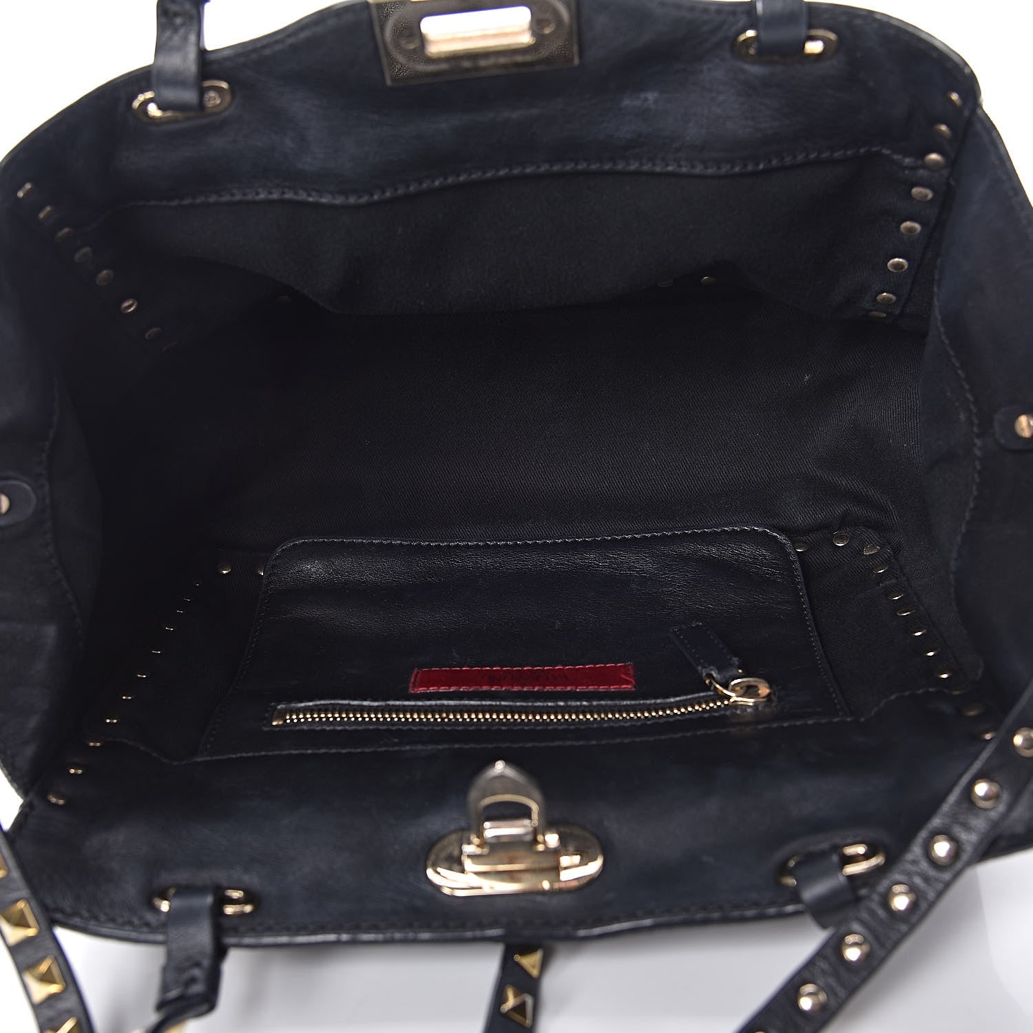 Valentino Garavani Vitello Small Rockstud Tote Black 7 of 13