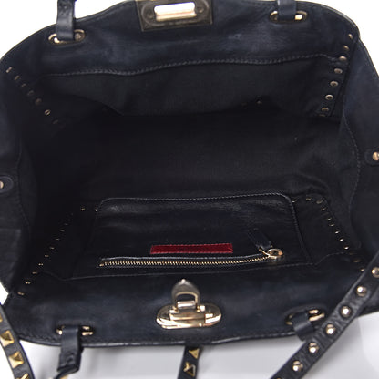 Valentino Garavani Vitello Small Rockstud Tote Black 7 of 13
