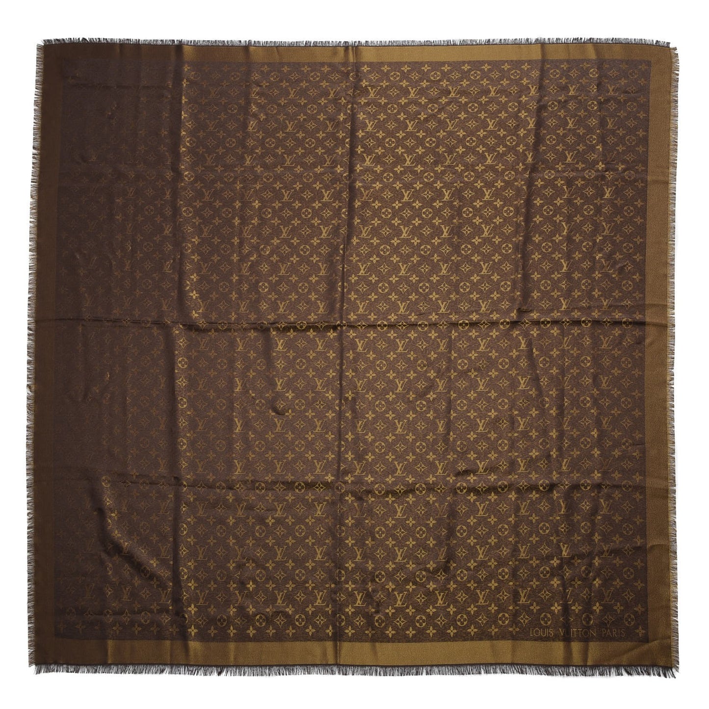 Silk Lurex Wool Monogram Shine Shawl Brown