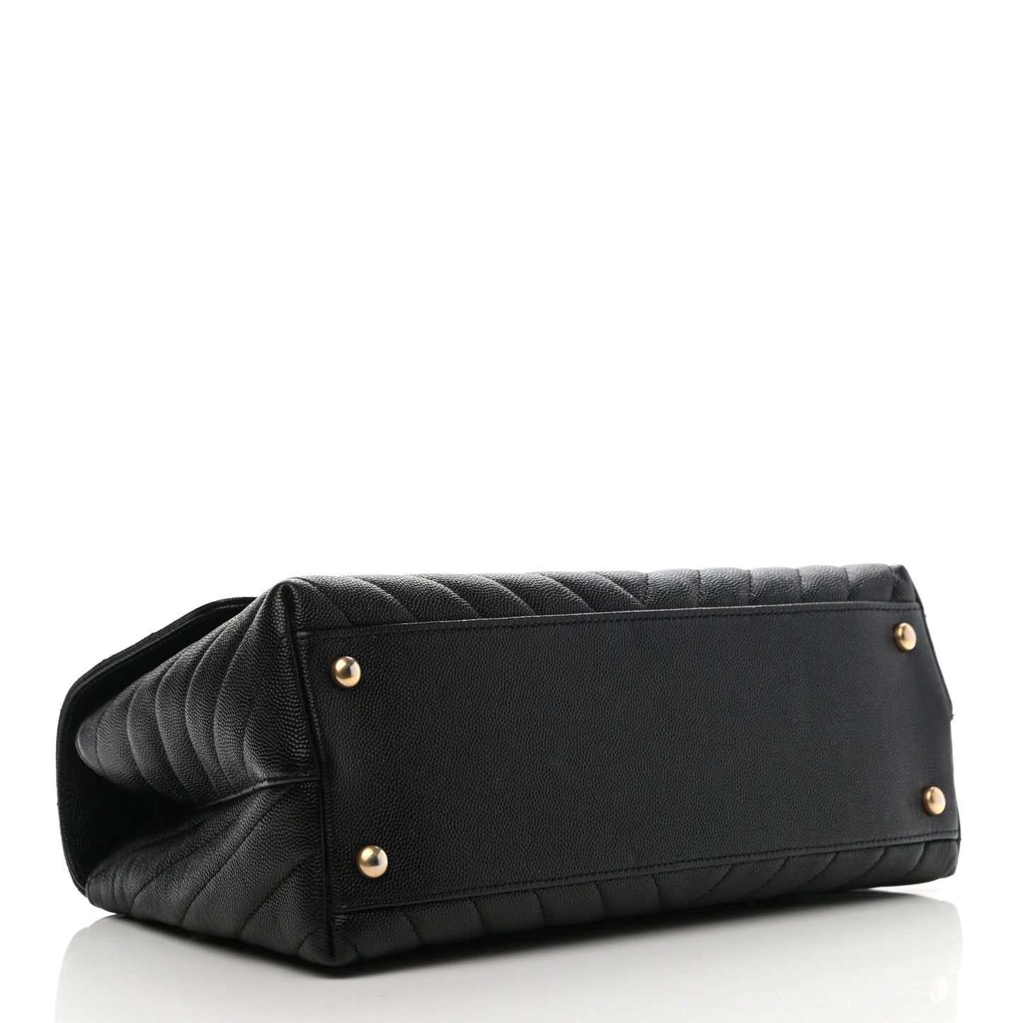 Caviar Chevron Quilted Small Coco Handle Flap Black