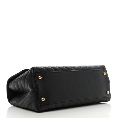 Chanel Caviar Chevron Quilted Small Coco Handle Flap Black 4 of 10