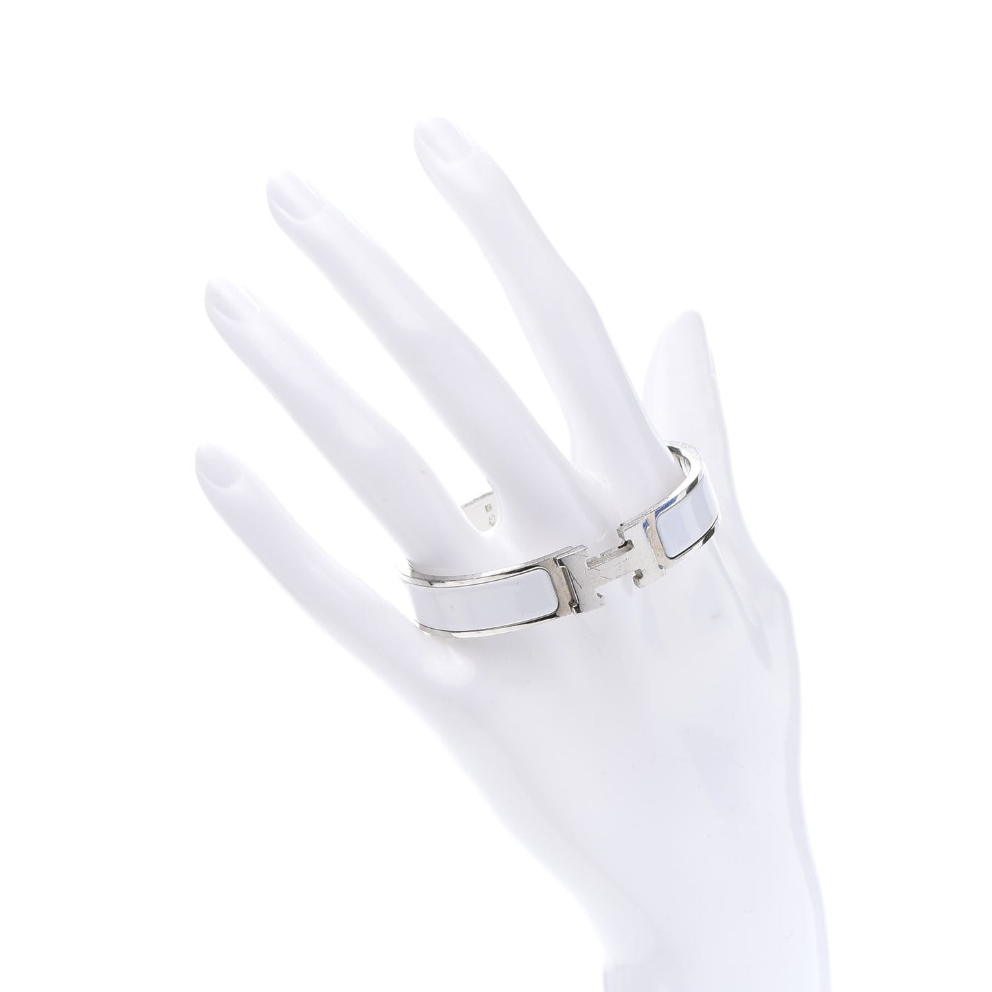 Enamel Narrow Clic Clac H Bracelet PM White