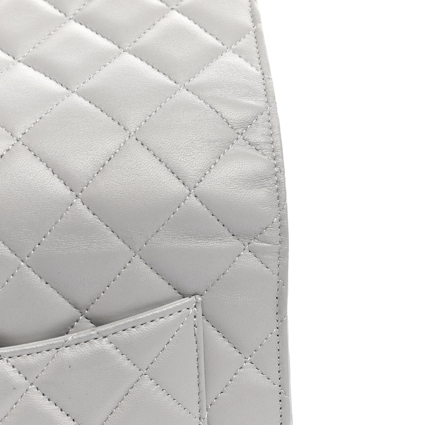 Lambskin Quilted Wallet On Chain WOC Grey