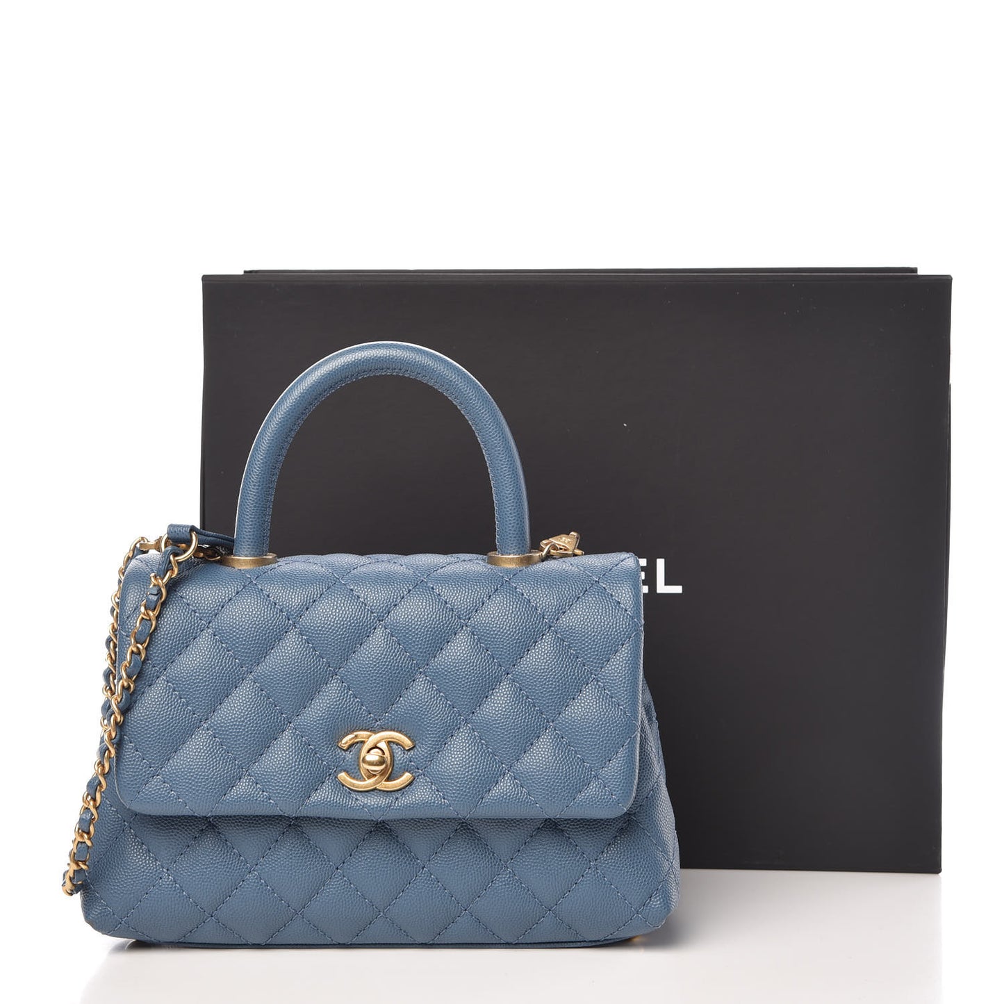 Caviar Quilted Mini Coco Handle Flap Blue