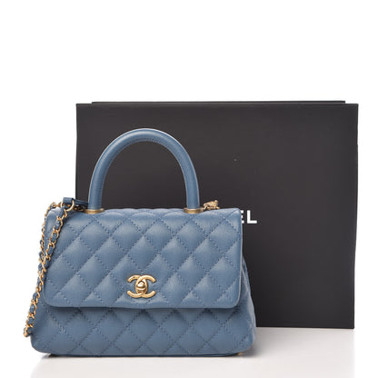 Chanel Caviar Quilted Mini Coco Handle Flap Blue 10 of 10