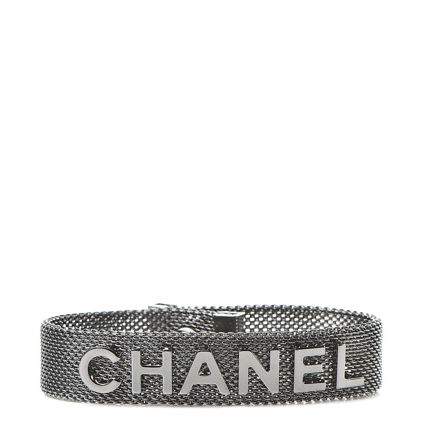 Metal Mesh Logo Bracelet Silver
