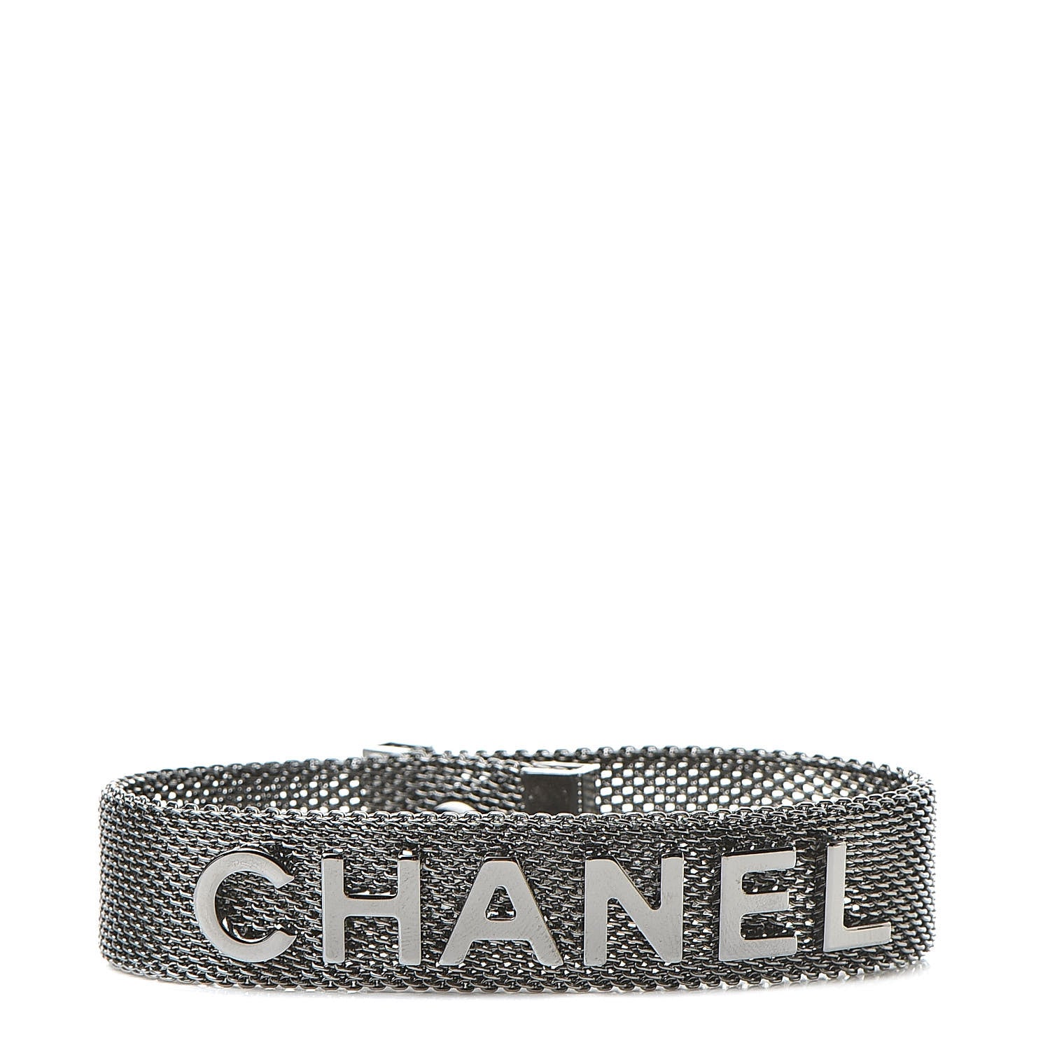 Chanel Metal Mesh Logo Bracelet Silver 1 of 5