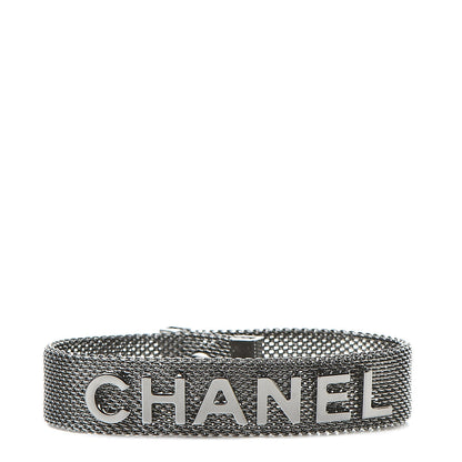 Chanel Metal Mesh Logo Bracelet Silver 1 of 5