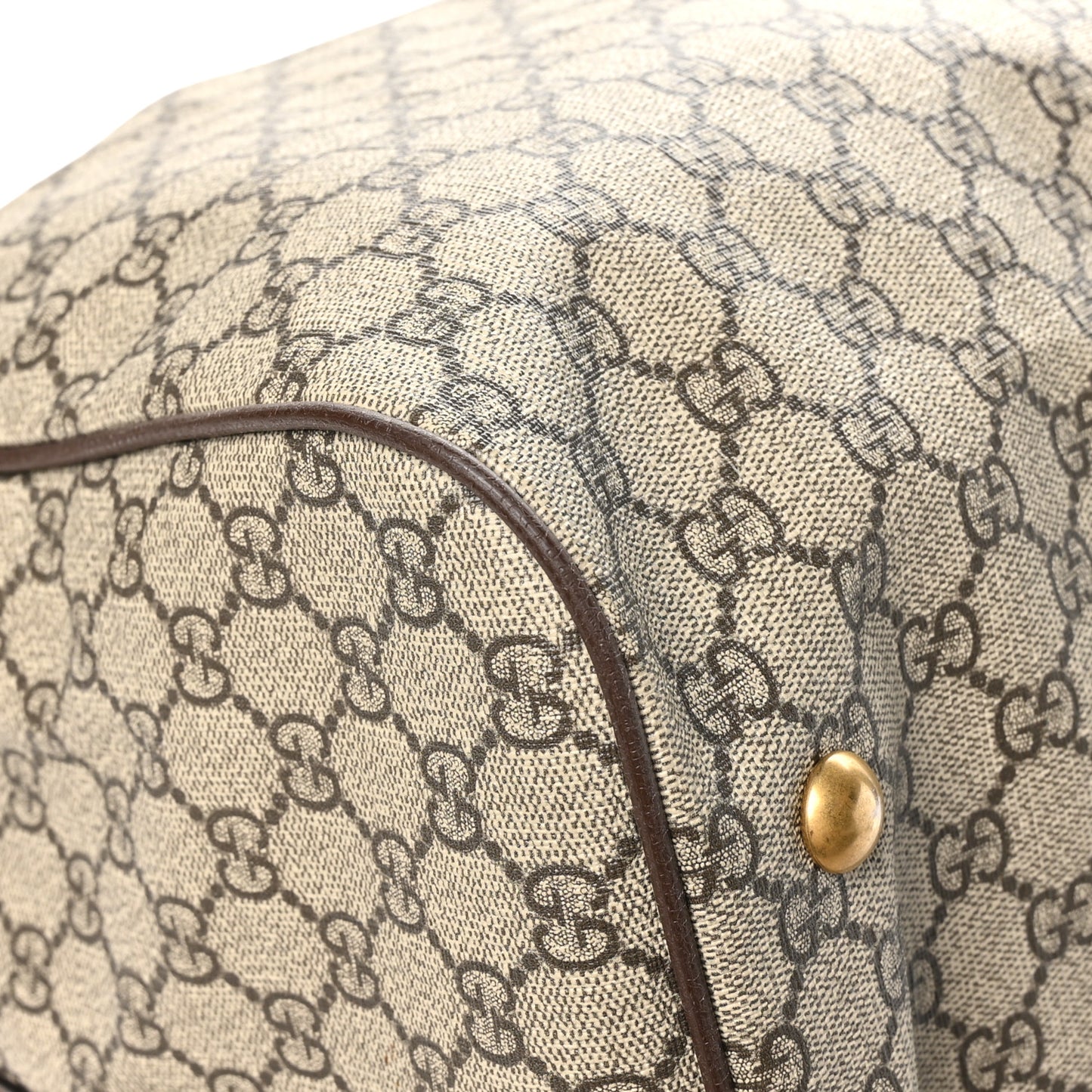 GG Supreme Monogram Textured Dollar Calfskin Web Medium Ophidia Carry-On Duffle Bag Beige Ebony New Acero
