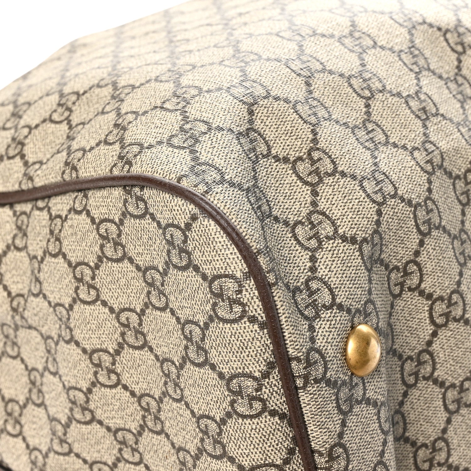 Gucci GG Supreme Monogram Textured Dollar Calfskin Web Medium Ophidia Carry-On Duffle Bag Beige Ebony New Acero 8 of 11