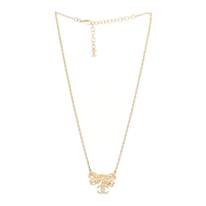 Chanel Crystal CC Bow Necklace Gold 3 of 4