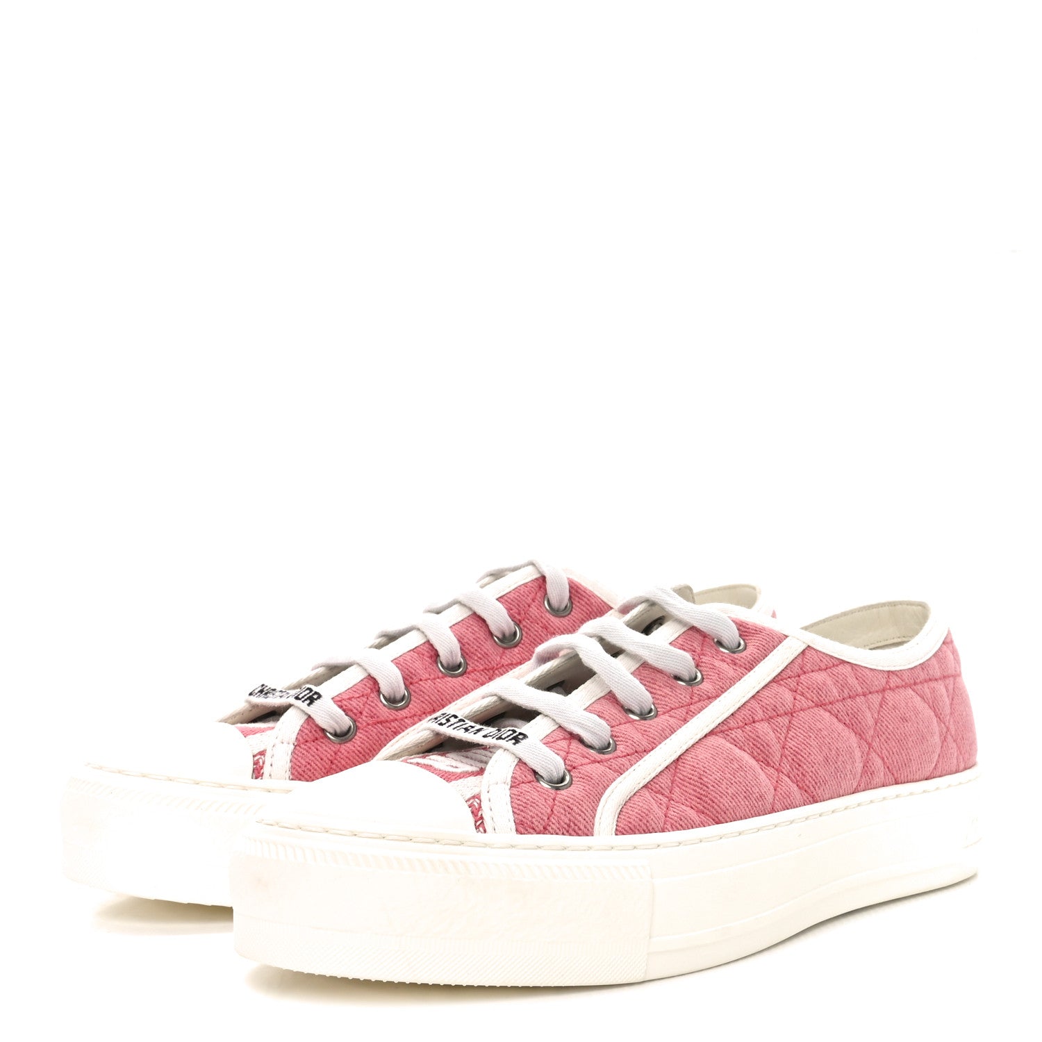 Christian Dior Denim Cannage Walk'N'Dior Low Top Sneakers 36.5 Pink 4 of 8