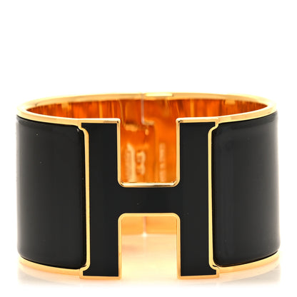 Hermes Enamel Extra Wide Clic Clac H Bracelet PM Black 1 of 4