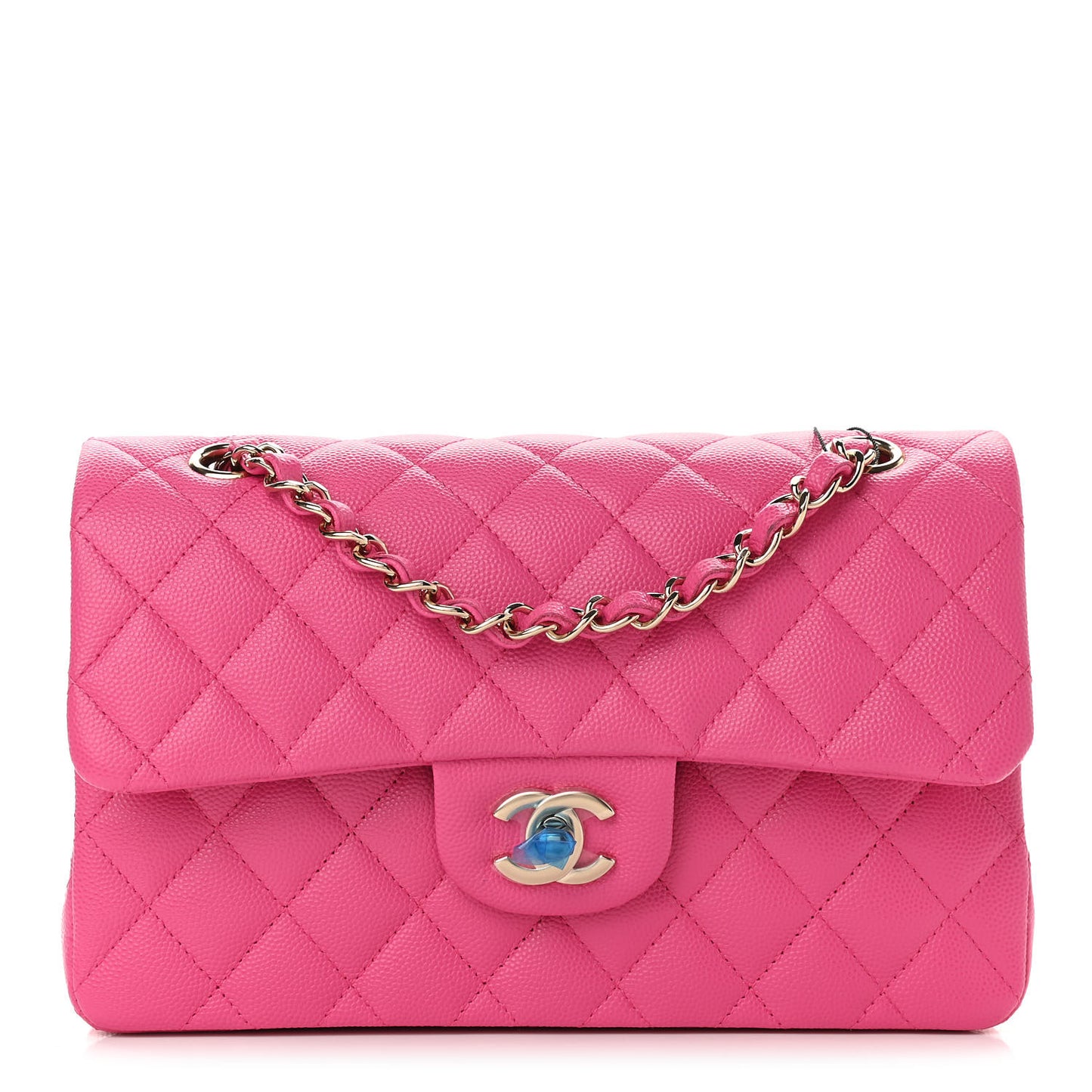 Caviar Quilted Small Double Flap Dark Pink