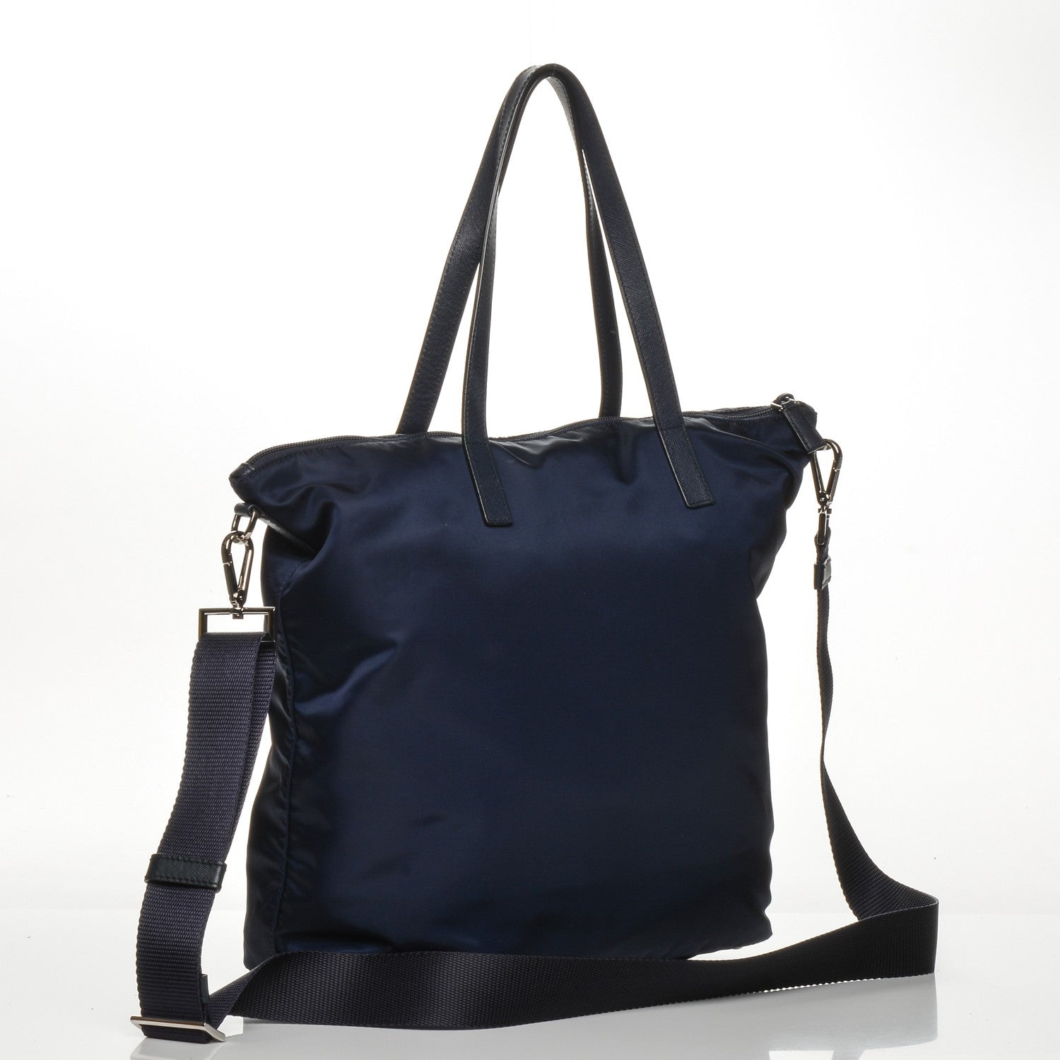 Prada Tessuto Nylon Saffiano Tote Blue 9 of 12
